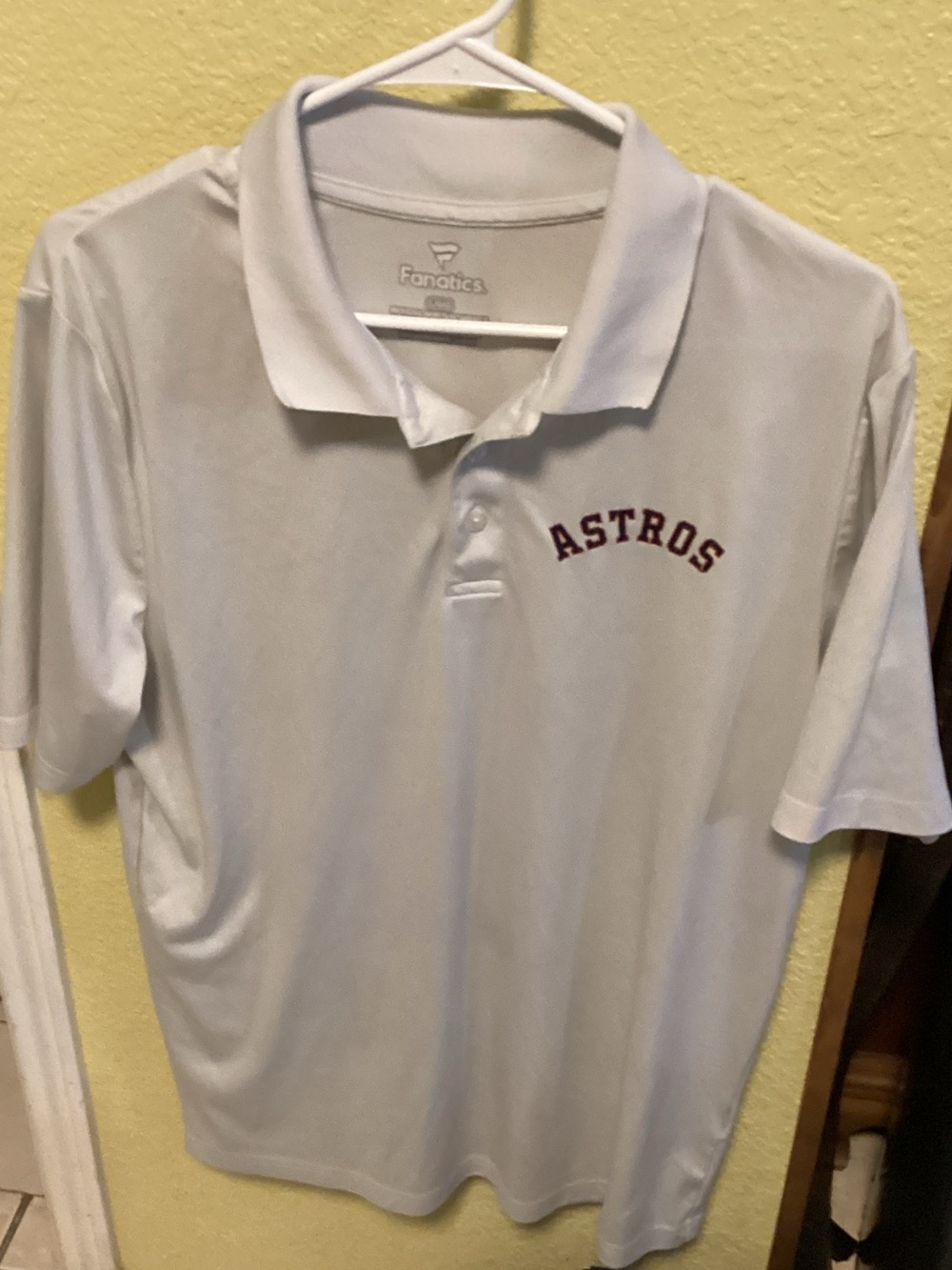 Fanatics White Polo with Maroon Astros Script